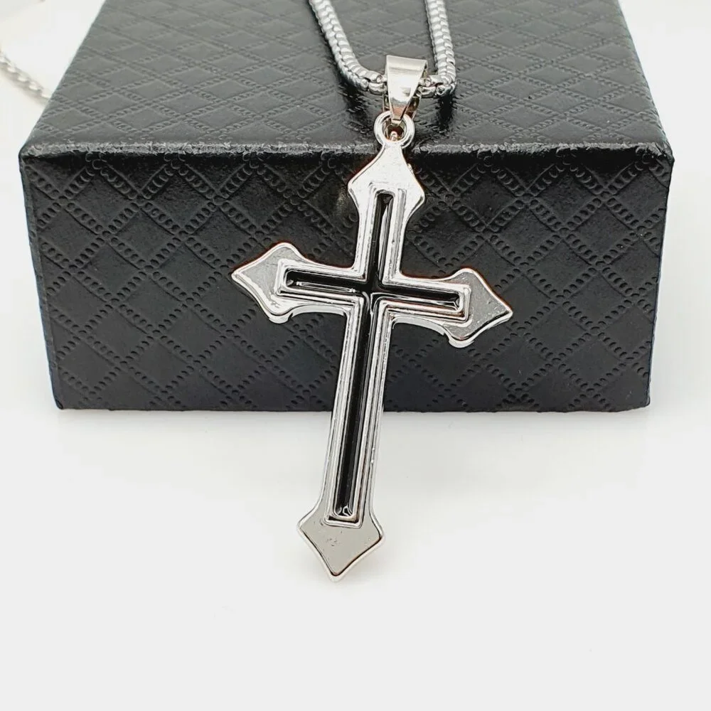 ❤️Cross Nail Chain scarecrow gothic Necklace, N90201P122 - Picture 2 of 11